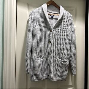 Lands' End Light Gray Collar Cardigan size L